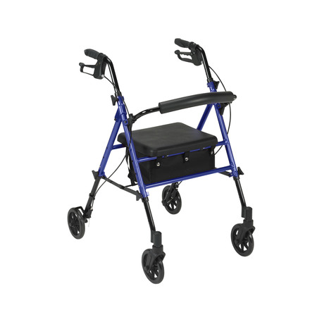 DRIVE MEDICAL Adjustable Height Rollator w/ 6" Wheels, Blue rtl10261bl